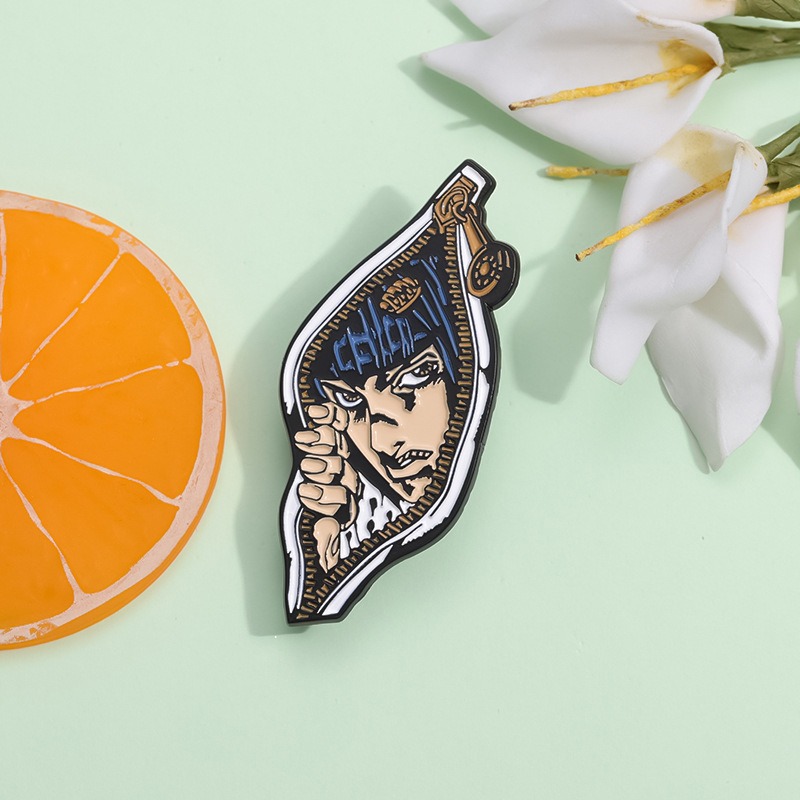 Embrace the JOJO Anime Craze! Personalized Adventure Badge Meets Innovative Zipper Cartoon Character, Irregular Scarf Pin Ignites a New Fashion Trend!