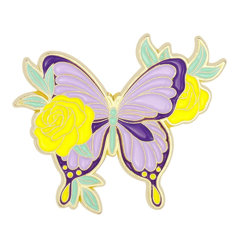 Hot-selling Hit! Creative Blossom Blended with Glittering Butterfly, Metallic Badge in Fashionable Interpretation, Versatile Accessory Highlighting Unique Charm!