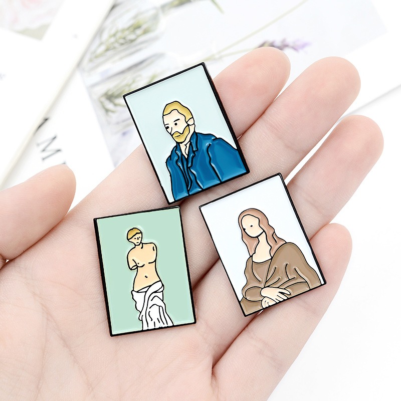 Artistic Treasures in Enamel Brooches - Capturing Picasso's Strokes, Van Gogh's Dreams, Mona Lisa's Smile, and Venus's Beauty in a Single Pin
