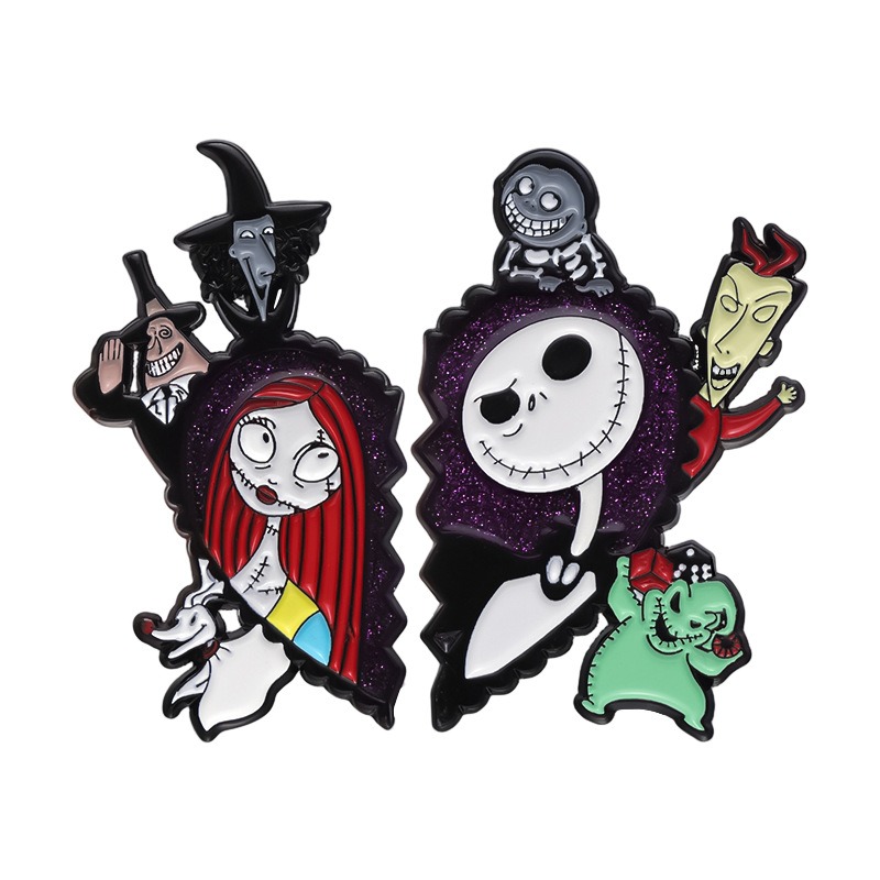 A Must-Have for Christmas Nightmare! Punk Horror Style Metal Badge Featuring a Whimsical Skull Cartoon Anime Character, Over 1200 Sold in a Year, Unique Medal Awaits You!