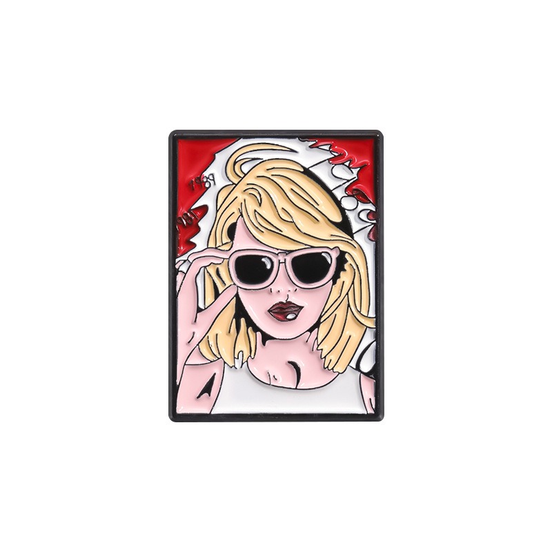 Q-Edition Fun Pin: Featuring Taylor Swift's Music Elements, Creative Cartoon Lapel Pin, Showcasing Female Celebrity Charm