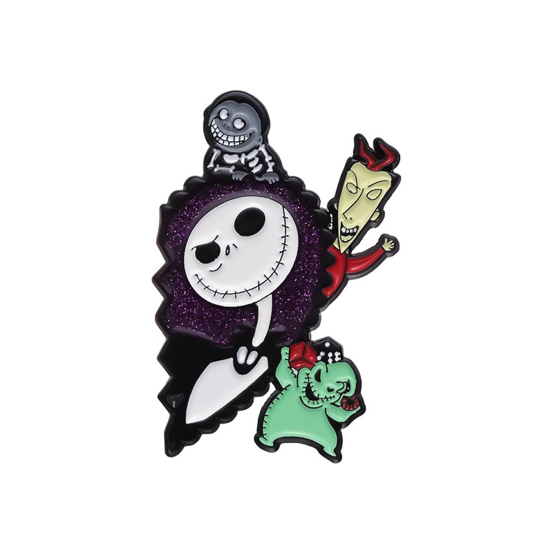 A Must-Have for Christmas Nightmare! Punk Horror Style Metal Badge Featuring a Whimsical Skull Cartoon Anime Character, Over 1200 Sold in a Year, Unique Medal Awaits You!