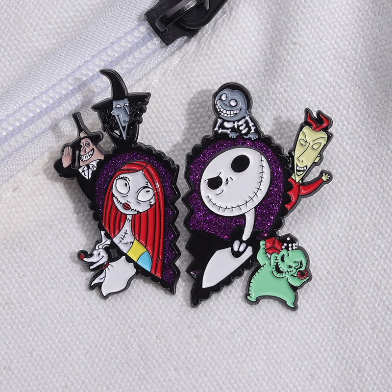 A Must-Have for Christmas Nightmare! Punk Horror Style Metal Badge Featuring a Whimsical Skull Cartoon Anime Character, Over 1200 Sold in a Year, Unique Medal Awaits You!