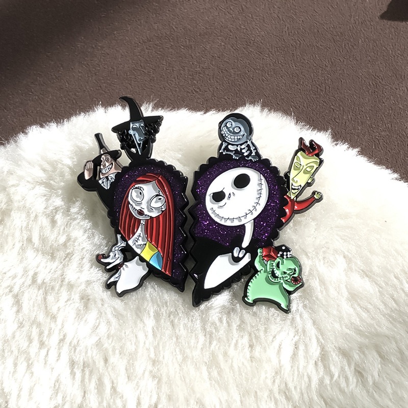 A Must-Have for Christmas Nightmare! Punk Horror Style Metal Badge Featuring a Whimsical Skull Cartoon Anime Character, Over 1200 Sold in a Year, Unique Medal Awaits You!