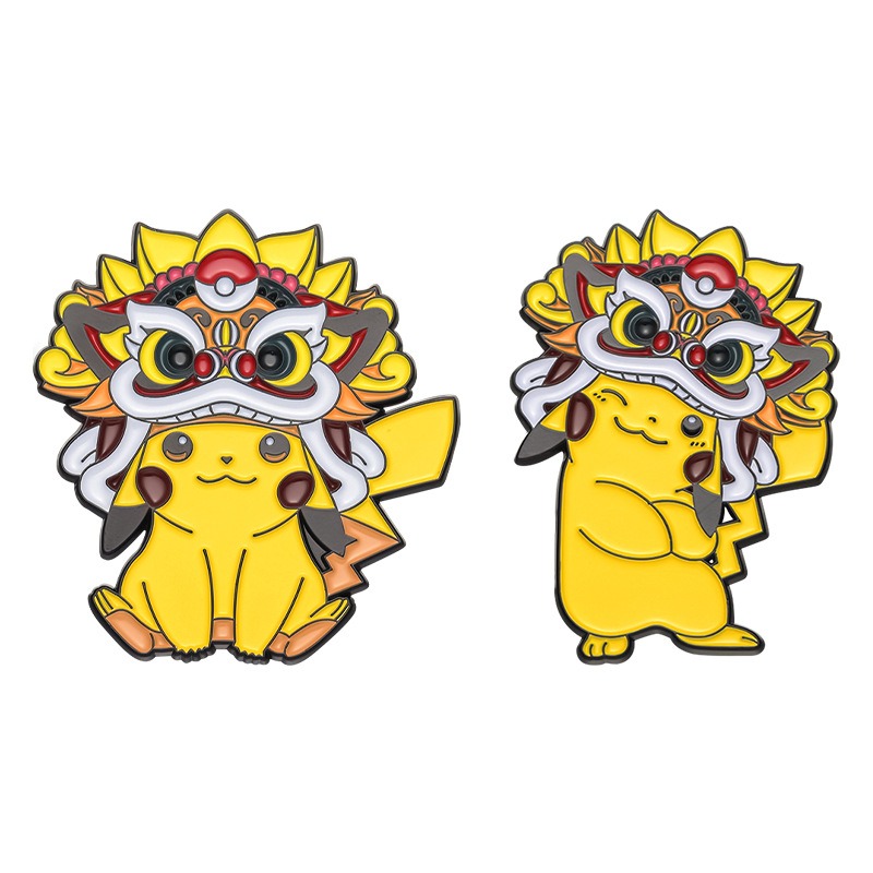 Trendy Niche Pick! Adorable Pikachu Lion Dance Head Anime Brooch, Unique & Versatile Badge, Perfect Gift