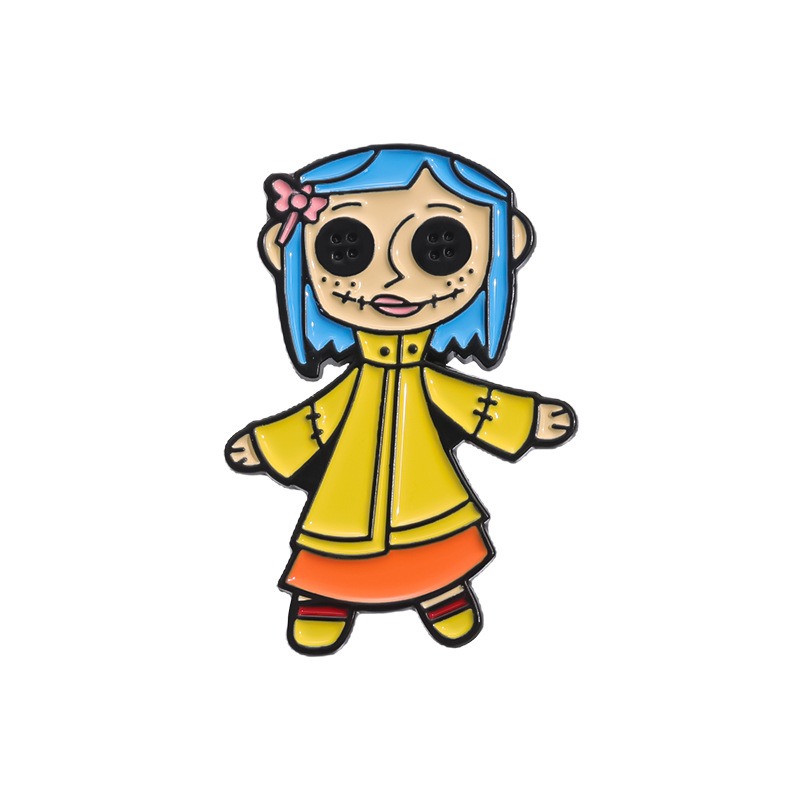 Movie & TV Peripheral Alloy Souvenir Pin: Horror Escape Room Theme, Unique Doll-like Cat Character Lapel Pin, Distinctive Small Gift