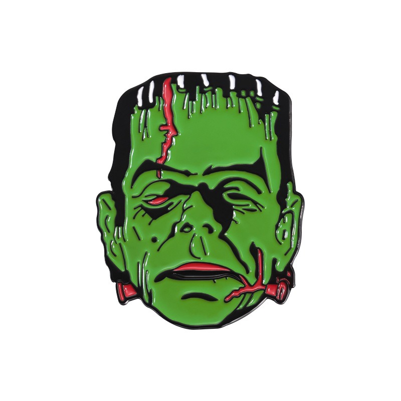 Classic Monster Character Badge Collection Set: Frankenstein, Monster, Werewolf, Alien, Zombie