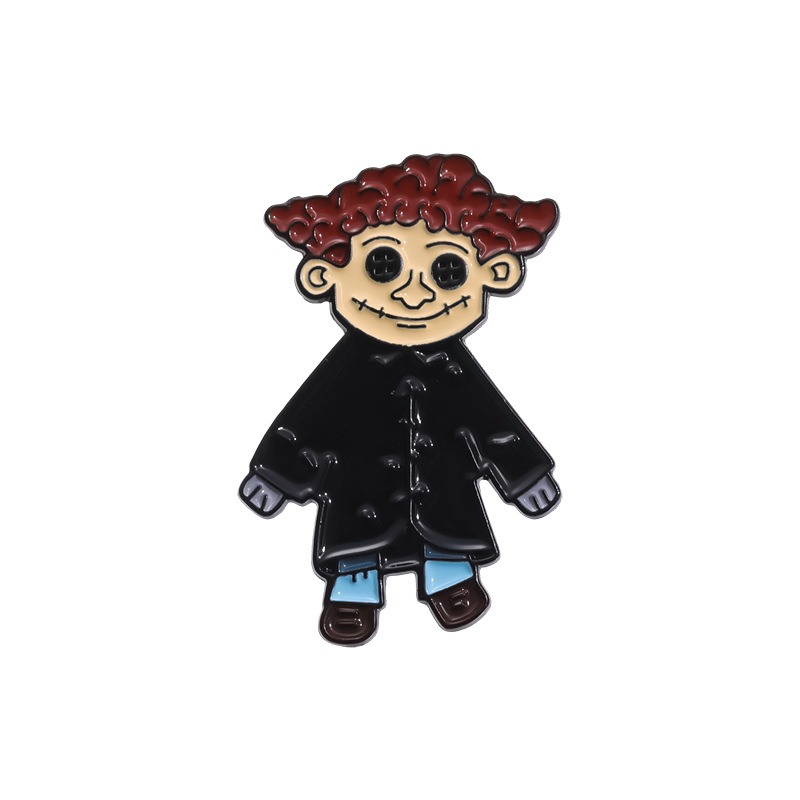 Movie & TV Peripheral Alloy Souvenir Pin: Horror Escape Room Theme, Unique Doll-like Cat Character Lapel Pin, Distinctive Small Gift