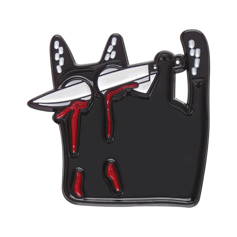 Hot-selling Halloween Dark Style Lapel Pins: Skull, Pumpkin, Black Cat, and Bat Designs