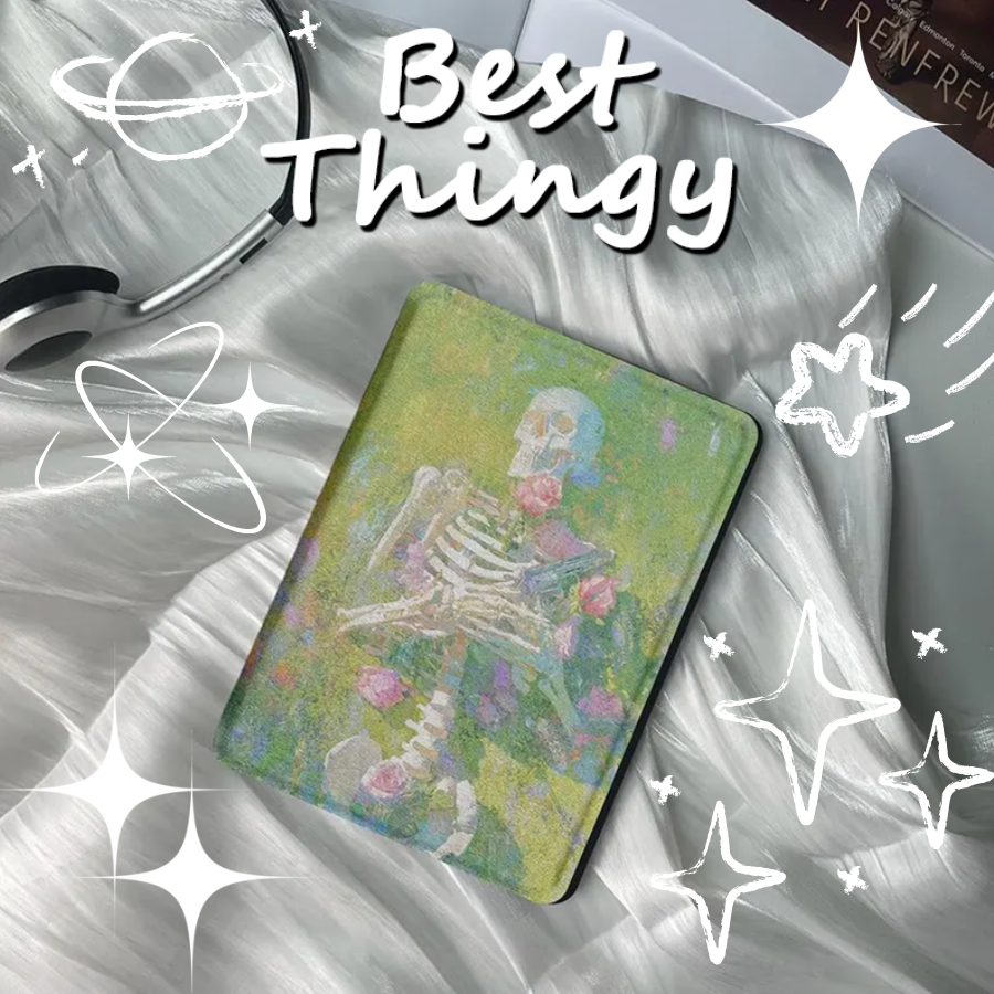 Oil Painting Skull Art Style Customized Case with Handle for All Models of Kindle Paperwhite 11th Generation A Personalized Gift Just for Her