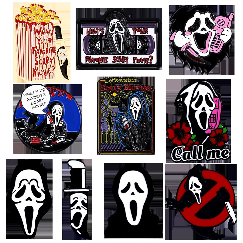 Punk Metal Dark Style Skull Series Alloy Badge Brooch - Fusion of Tape Fries & Flower Elements Halloween Special Accessory Delicate Emblem