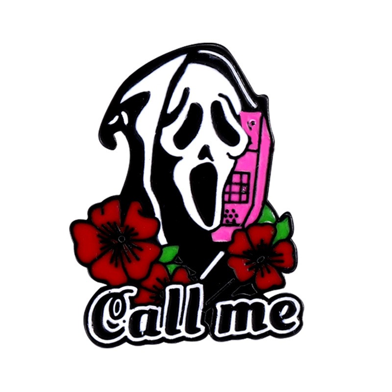 Punk Metal Dark Style Skull Series Alloy Badge Brooch - Fusion of Tape Fries & Flower Elements Halloween Special Accessory Delicate Emblem