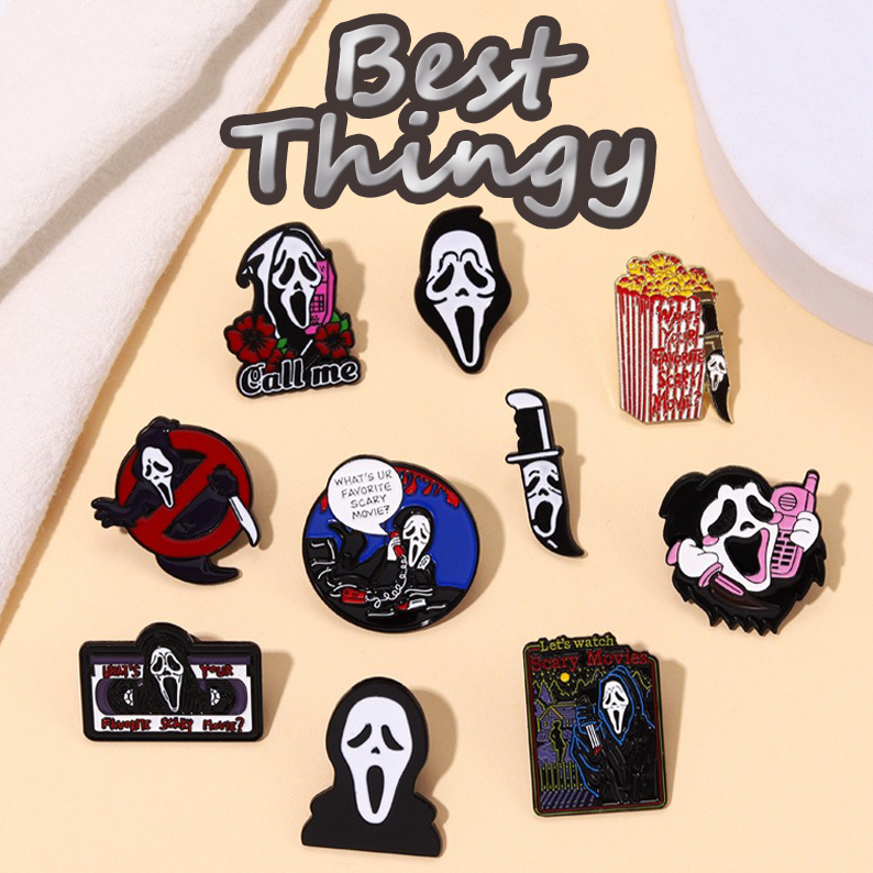 Punk Metal Dark Style Skull Series Alloy Badge Brooch - Fusion of Tape Fries & Flower Elements Halloween Special Accessory Delicate Emblem