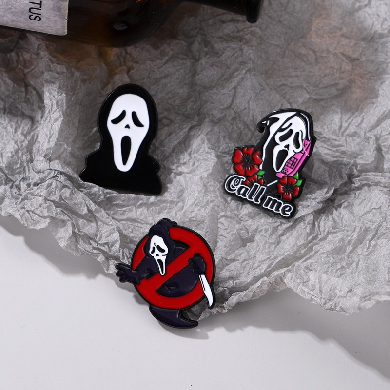 Punk Metal Dark Style Skull Series Alloy Badge Brooch - Fusion of Tape Fries & Flower Elements Halloween Special Accessory Delicate Emblem