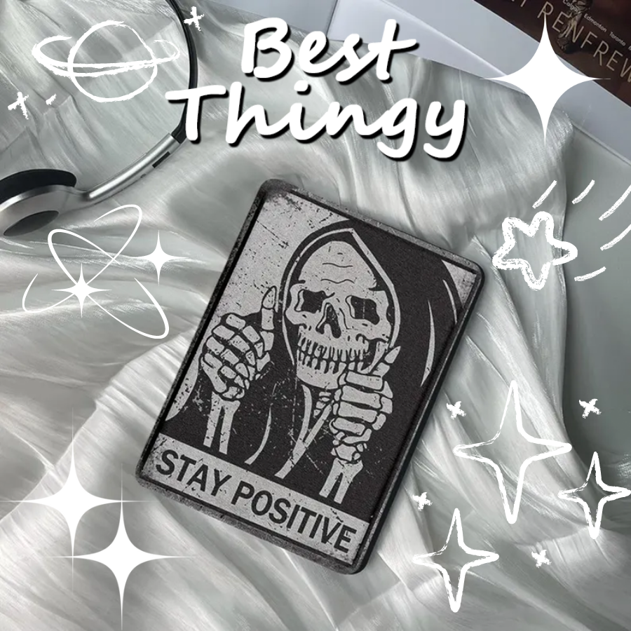 Hooded Skull Thumb Up Design Kindle Paperwhite 6.8-inch Case with Handle Exclusive to 11th Generation 2022 Personalized Halloween Gift