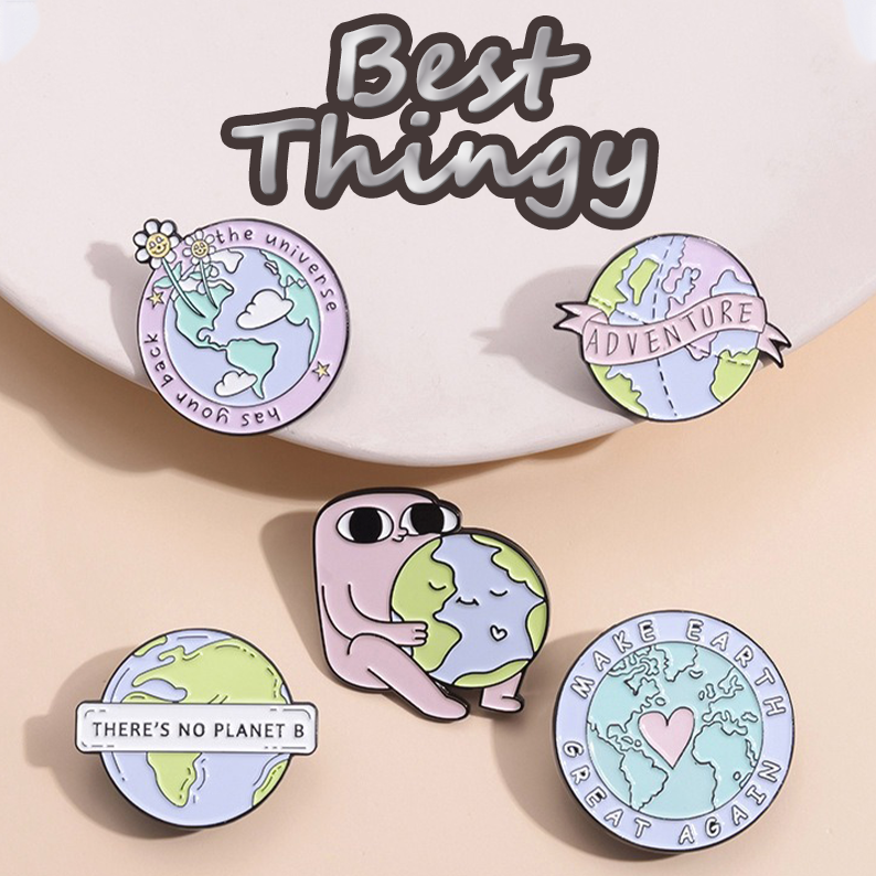 Hot-selling Cartoon Love Heart Earth Cute Milk Carton Design Multi-style Combination Cartoon Metal Pin Badges