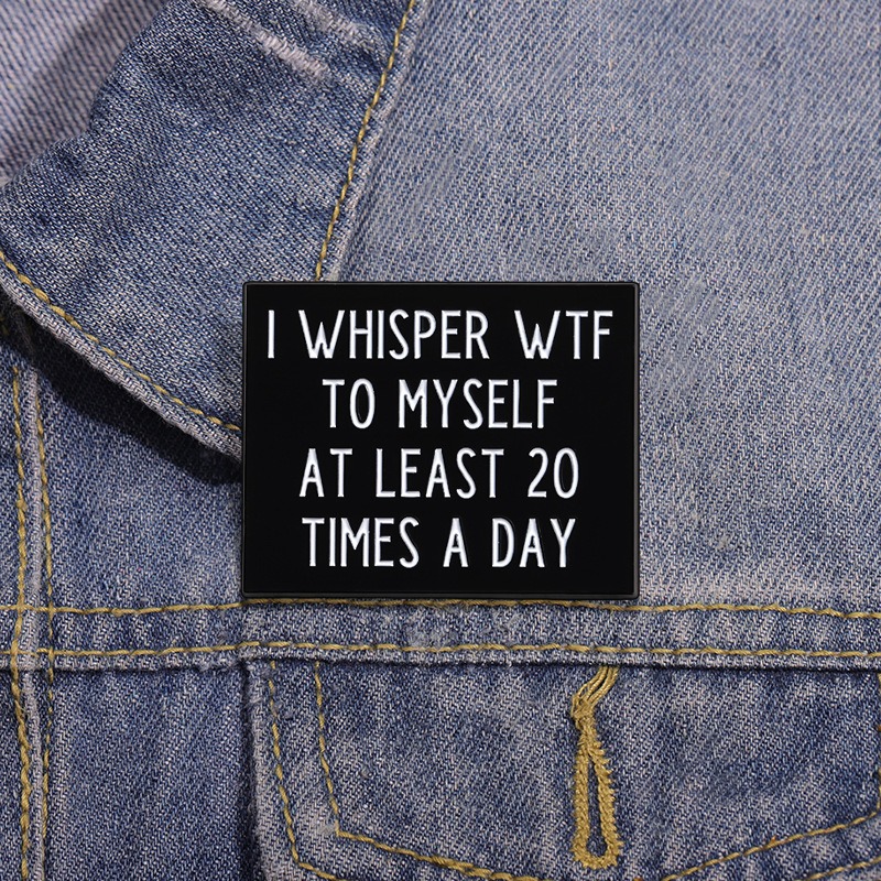 New Cartoon Geometric Frame English Text Unique Pin Badge, Metal Fun Accessory Lapel Pin