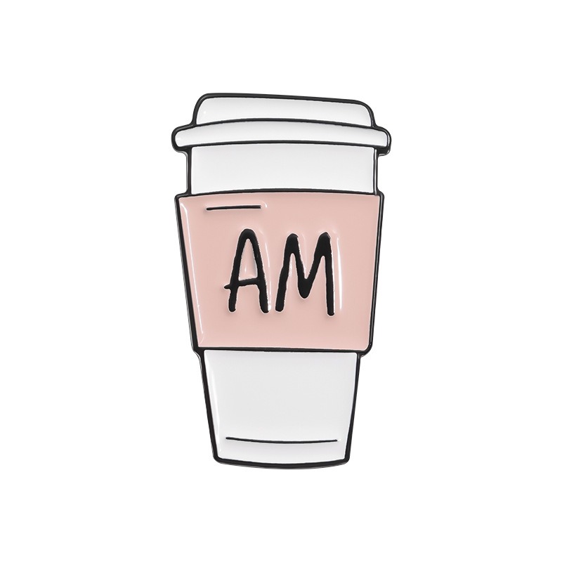 Cartoon Creative Personalized Accessory Alloy Brooch, Cute Letter Pin Badge Series, Metal Accessory in Cup Shape