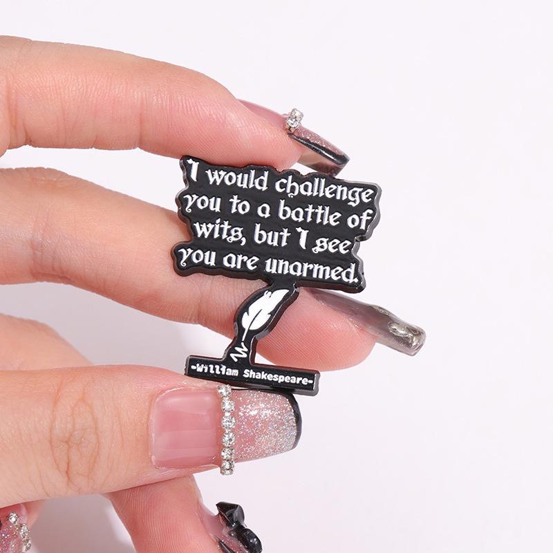 Creative Inspirational English Alloy Brooch Badge, Metallic Texture, Individualistic Text Design, Elegant Fashion Accessory for Clothing