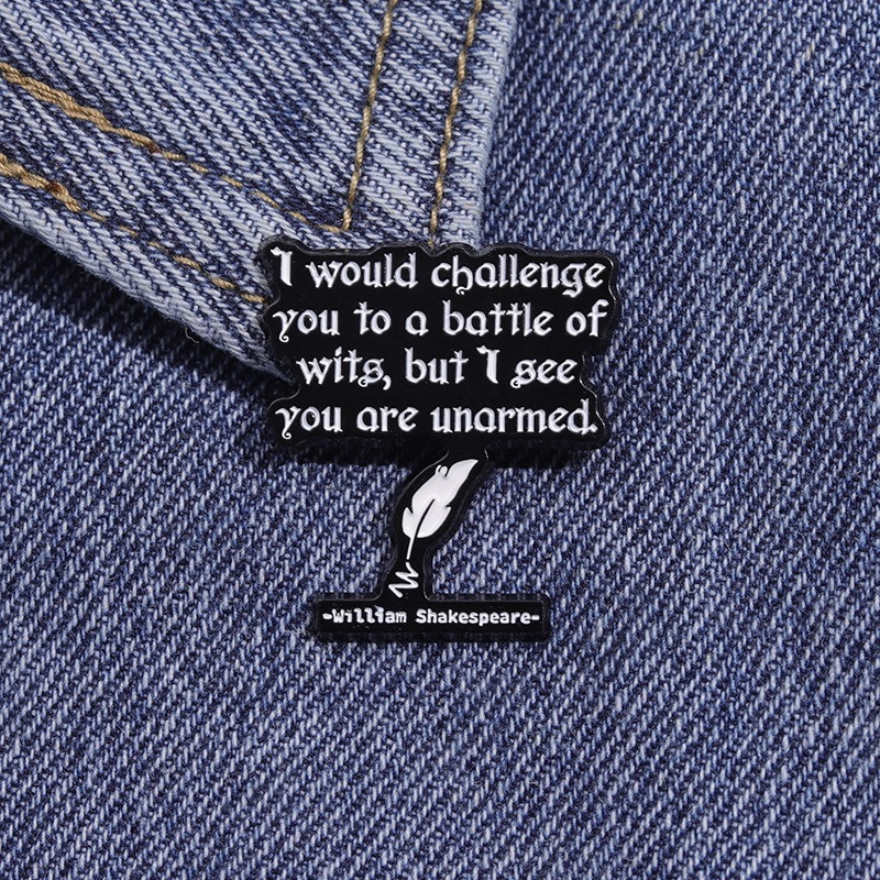 Creative Inspirational English Alloy Brooch Badge, Metallic Texture, Individualistic Text Design, Elegant Fashion Accessory for Clothing