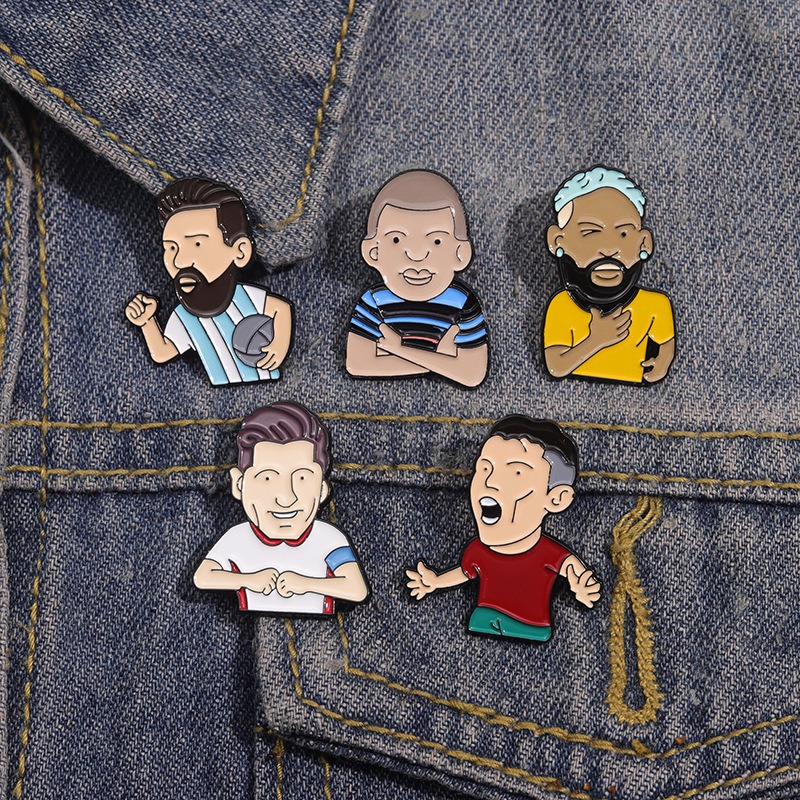 Cartoon Character Footballer Series Souvenir Pin Badge, Unique Versatile Decorative Accessory Brooch
