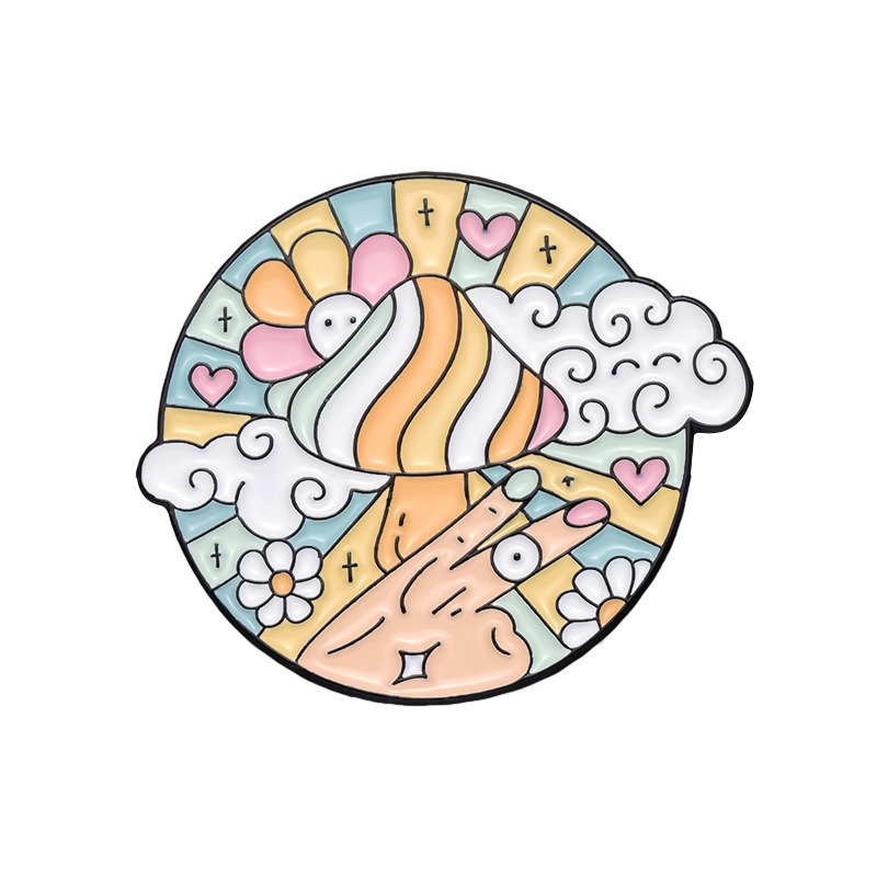 Hot-selling Cartoon Love Heart Earth Cute Milk Carton Design Multi-style Combination Cartoon Metal Pin Badges