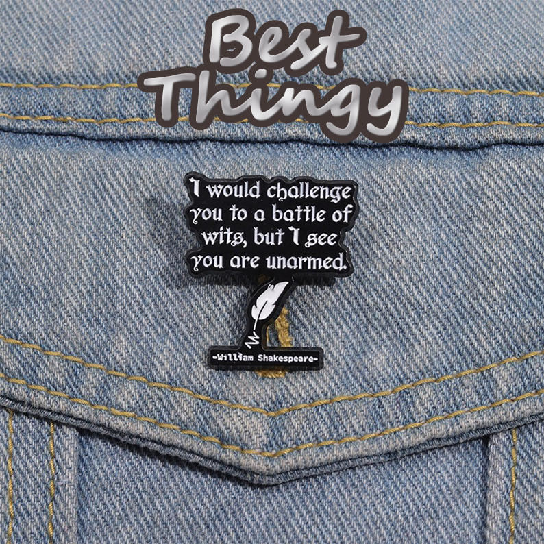 Creative Inspirational English Alloy Brooch Badge, Metallic Texture, Individualistic Text Design, Elegant Fashion Accessory for Clothing