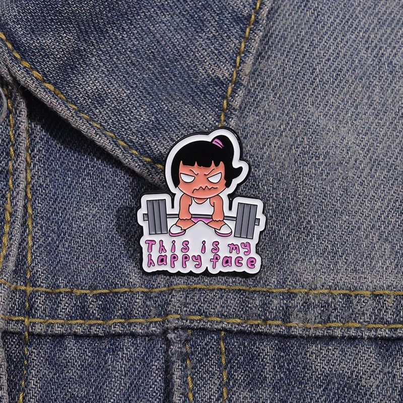 New Cartoonish Mischievous Label Brooch, Featuring a Creative Barbell Girl Design, Versatile Fashion Accessory, Unique Decorative Ornament