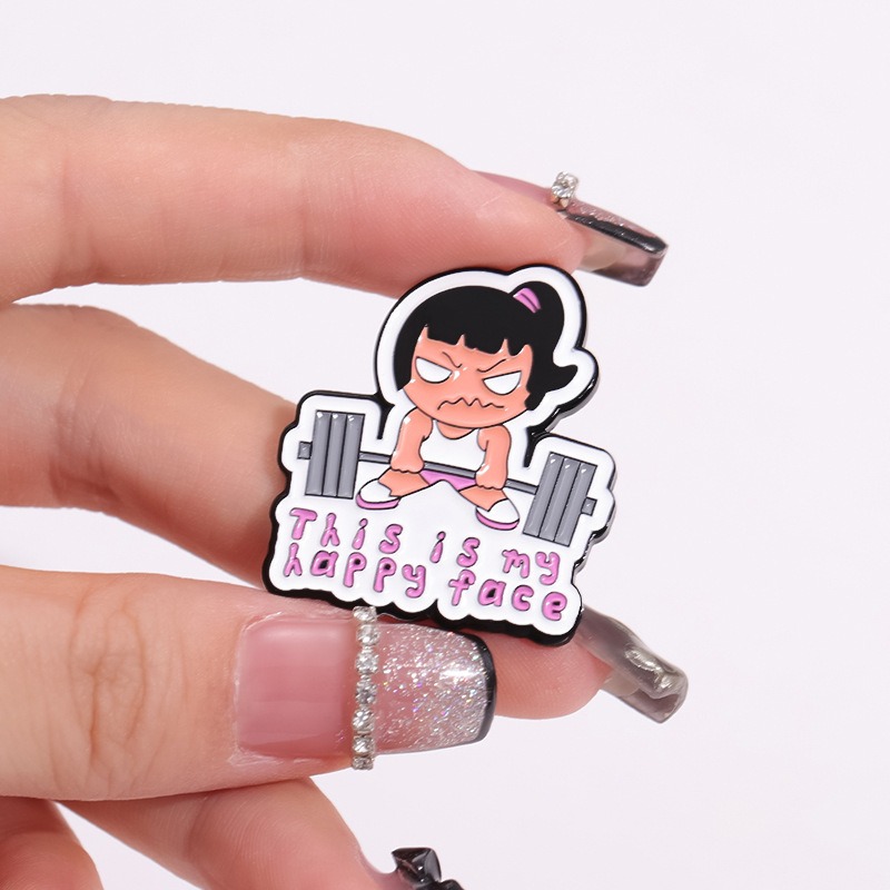 New Cartoonish Mischievous Label Brooch, Featuring a Creative Barbell Girl Design, Versatile Fashion Accessory, Unique Decorative Ornament