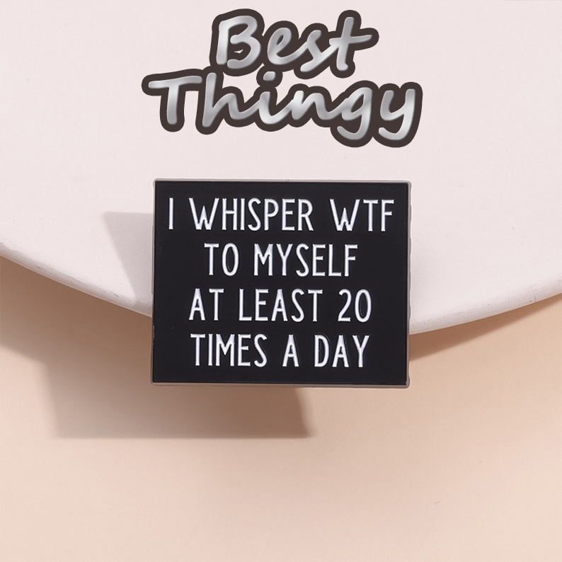 New Cartoon Geometric Frame English Text Unique Pin Badge, Metal Fun Accessory Lapel Pin