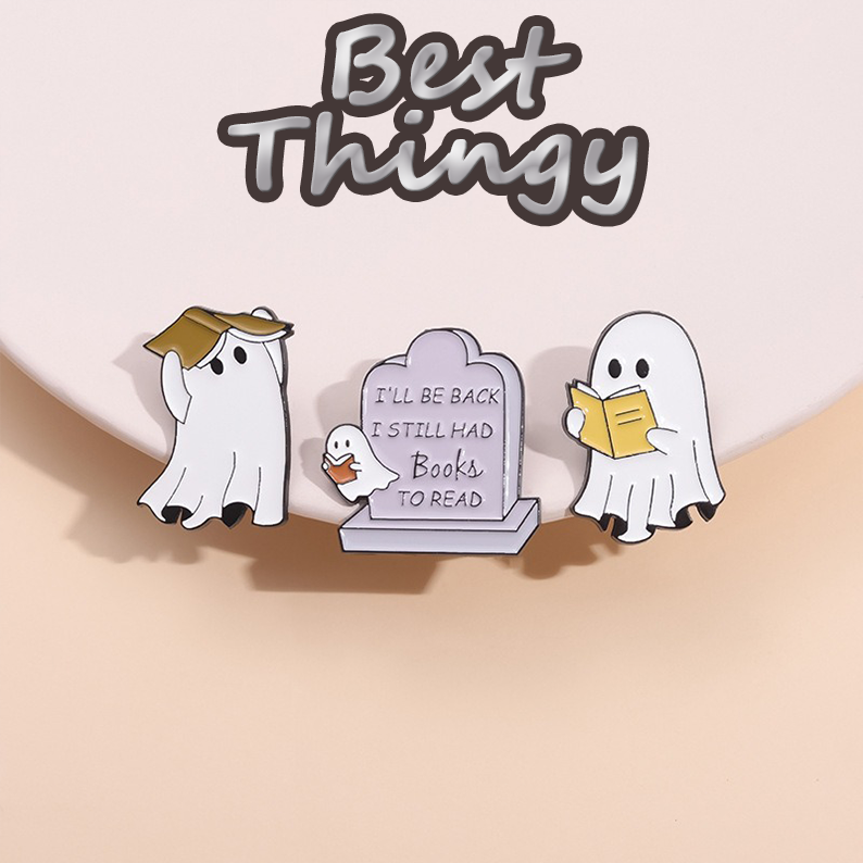 Creative Cartoon Halloween Ghost Tombstone Design Alloy Brooch, Unique Pin Badge, Metal Decorative Accessory