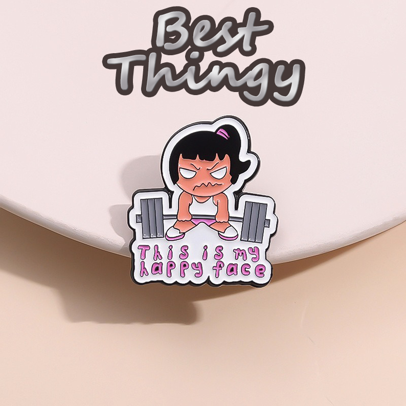 New Cartoonish Mischievous Label Brooch, Featuring a Creative Barbell Girl Design, Versatile Fashion Accessory, Unique Decorative Ornament