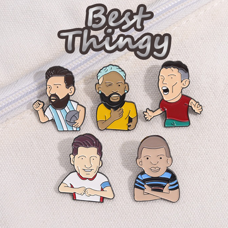 Cartoon Character Footballer Series Souvenir Pin Badge, Unique Versatile Decorative Accessory Brooch