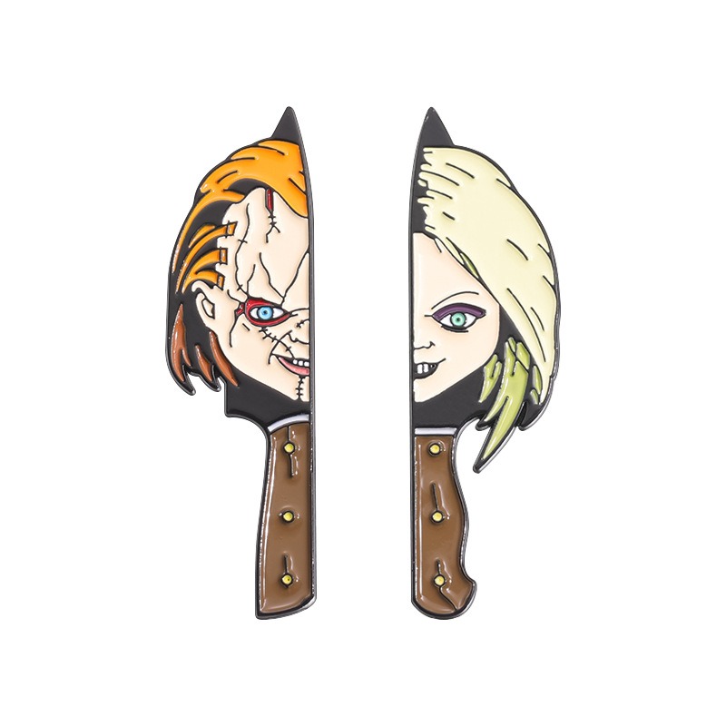 Creative Halloween Alloy Brooch, Featuring a Unique Design Inspired by a Terrifying Clown with a Grimace Dagger, Crafting a Thrilling Costume Accessory