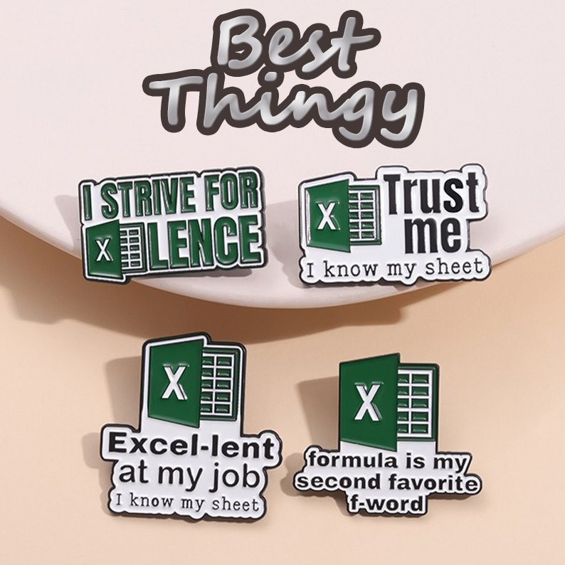 Cartoon Hot-selling Green Letter Office Software Logo Pin, Geometric Creative EXCEL Spreadsheet Letter Enamel Pin