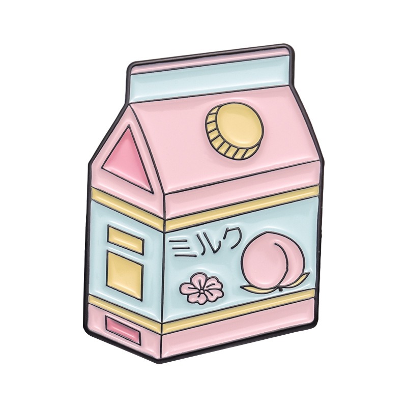 Hot-selling Cartoon Love Heart Earth Cute Milk Carton Design Multi-style Combination Cartoon Metal Pin Badges