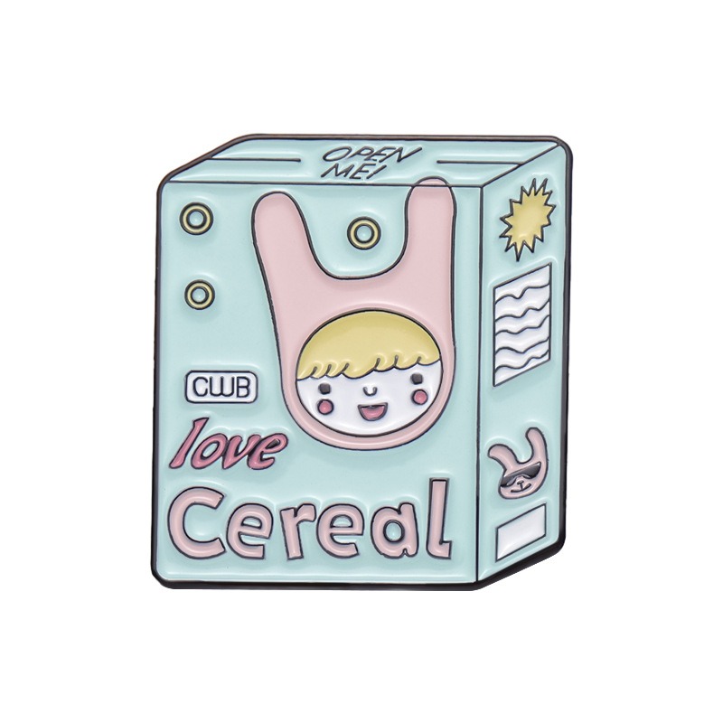 Hot-selling Cartoon Love Heart Earth Cute Milk Carton Design Multi-style Combination Cartoon Metal Pin Badges