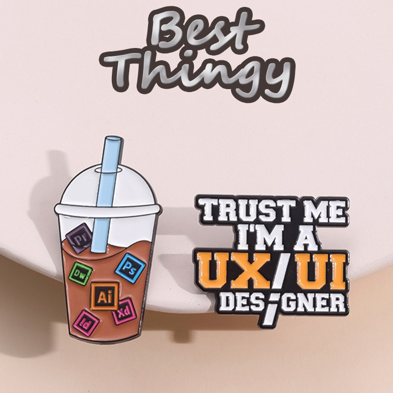 New Pin Badge Accessory, Milk Tea Cup Letter Design Brooch, Creative Cartoon Chest Badge, Unique Clothing and Backpack Decorative Accessory