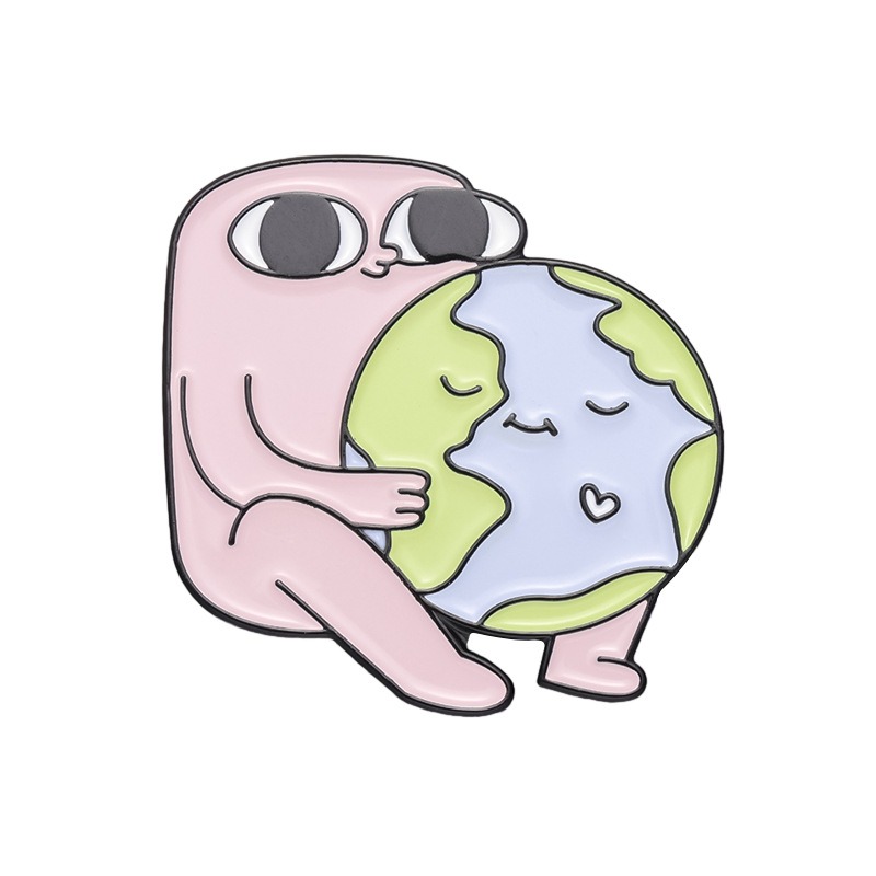 Hot-selling Cartoon Love Heart Earth Cute Milk Carton Design Multi-style Combination Cartoon Metal Pin Badges