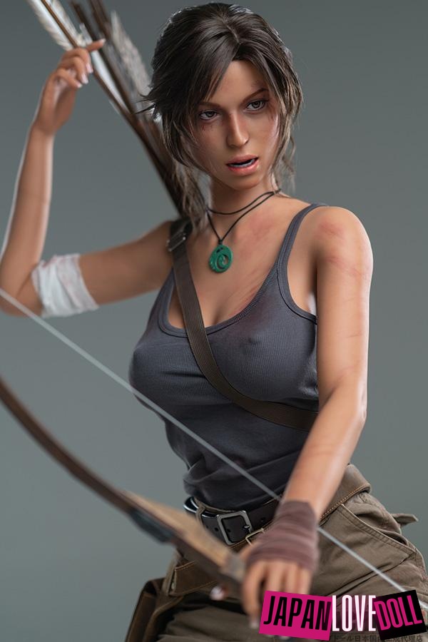 Game Lady 166cm Eカップ Lara Croft No.20ヘッド 口開閉機能付き リアルメイク付き 眉毛とまつ毛植毛あり ラブドール - JapanLoveDoll