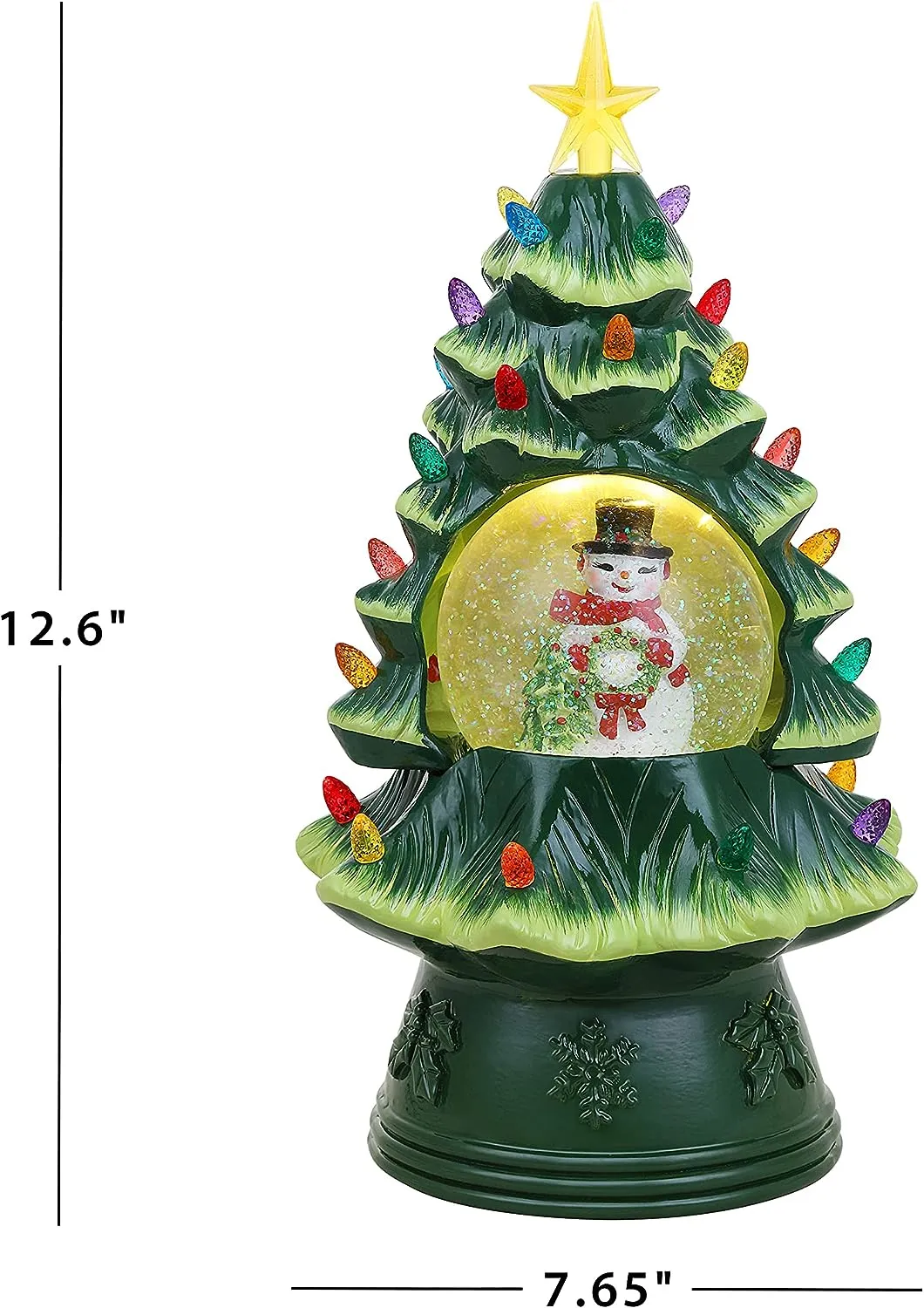 Mr. Christmas Nostalgic Ceramic Christmas Tree with LED, 14 Inches, Santa & Reindeer