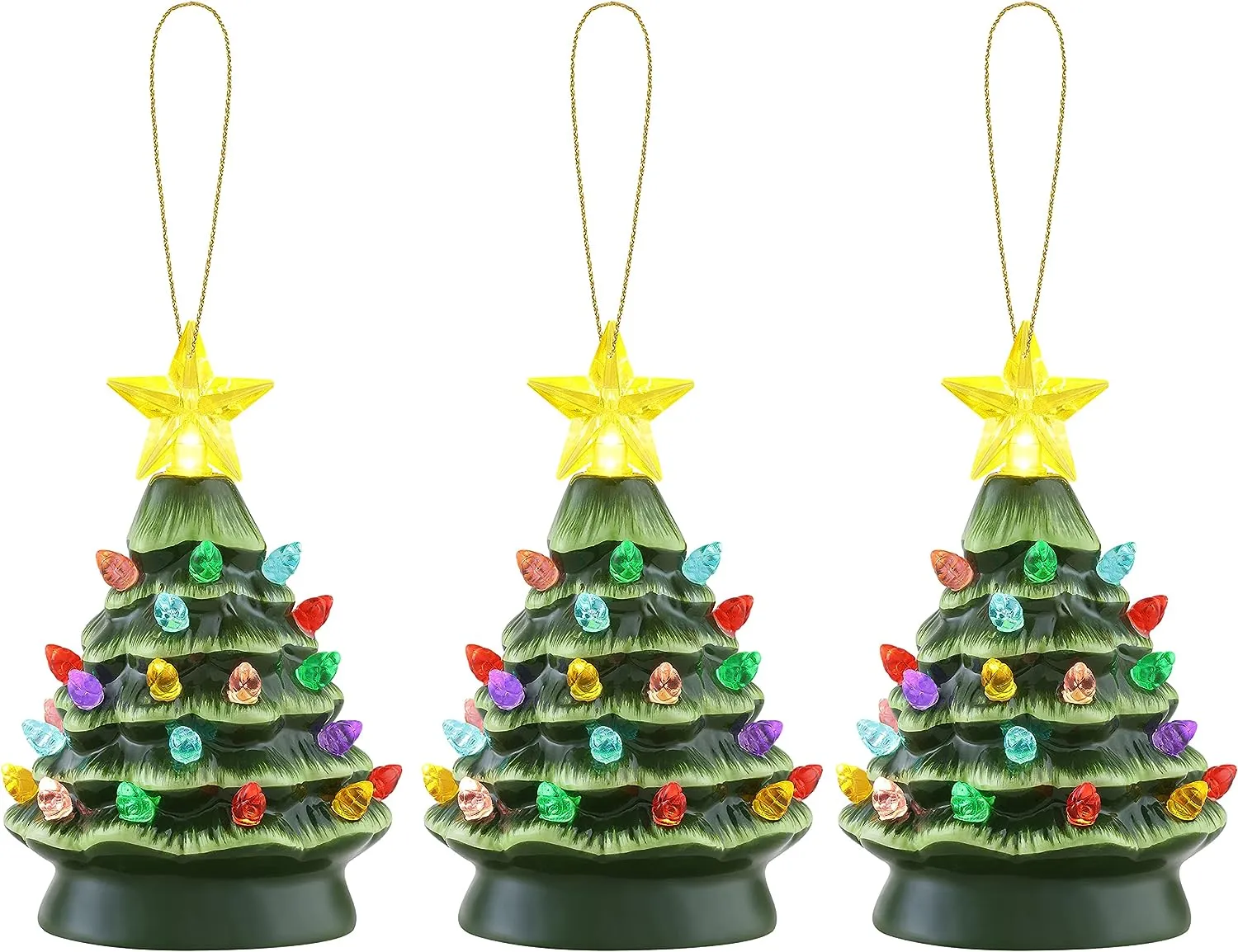 Mr. Christmas Nostalgic Ceramic Christmas Tree with LED, 14 Inches, Santa & Reindeer