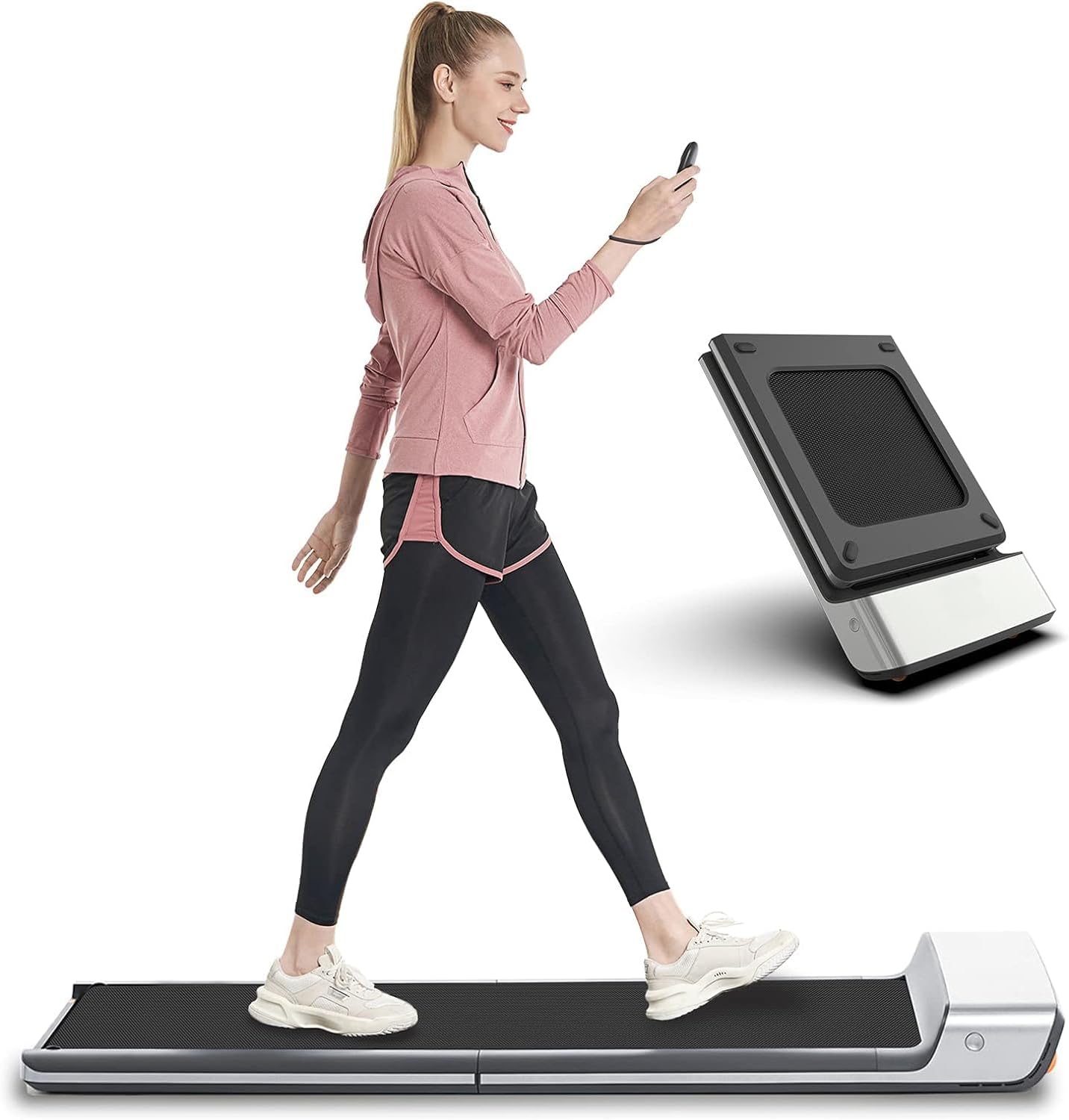Cinta de correr plegable WALKINGPAD P1, cinta de correr plegable ultradelgada, almohadilla para caminar plegable inteligente, máquina para caminar o trotar portátil con aplicación y control remoto, color gris