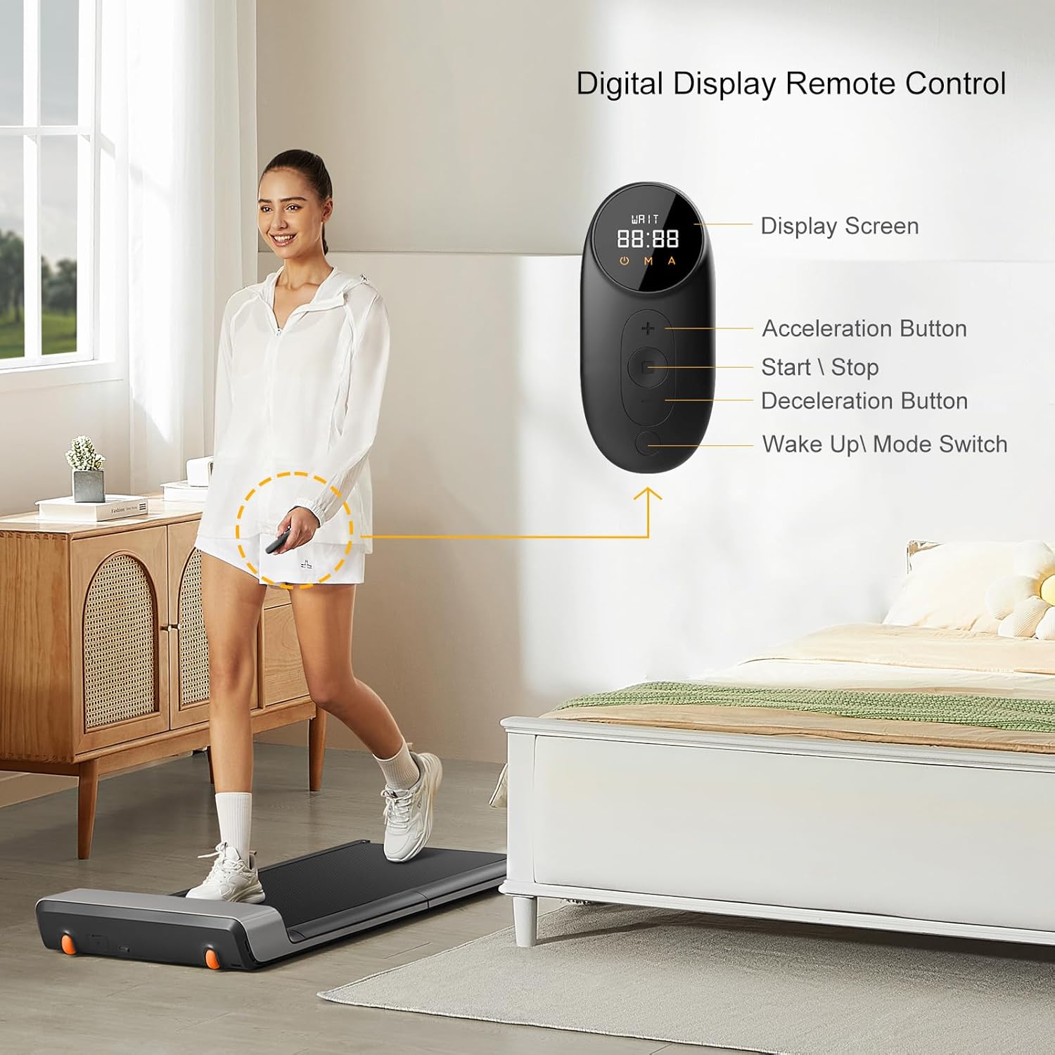 Cinta de correr plegable WALKINGPAD P1, cinta de correr plegable ultradelgada, almohadilla para caminar plegable inteligente, máquina para caminar o trotar portátil con aplicación y control remoto, color gris