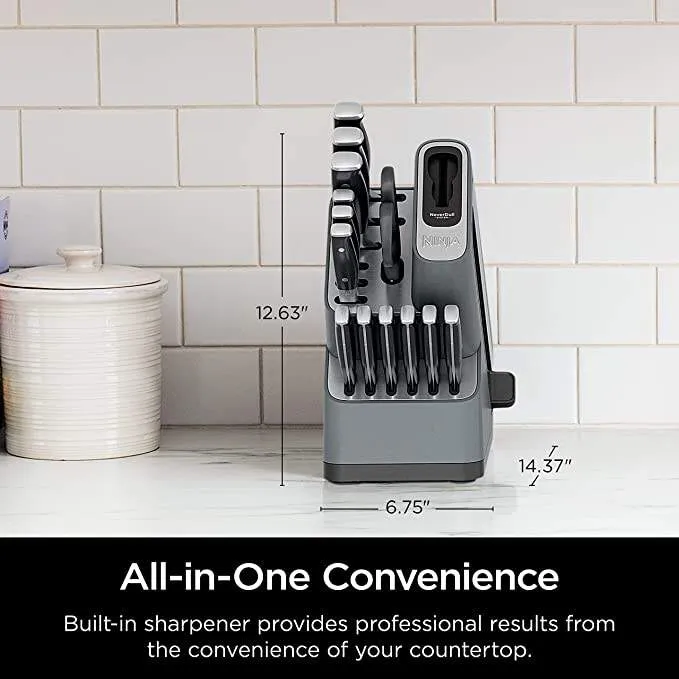 Juego de bloques de cuchillos premium de 14 piezas. acero inoxidable/negro