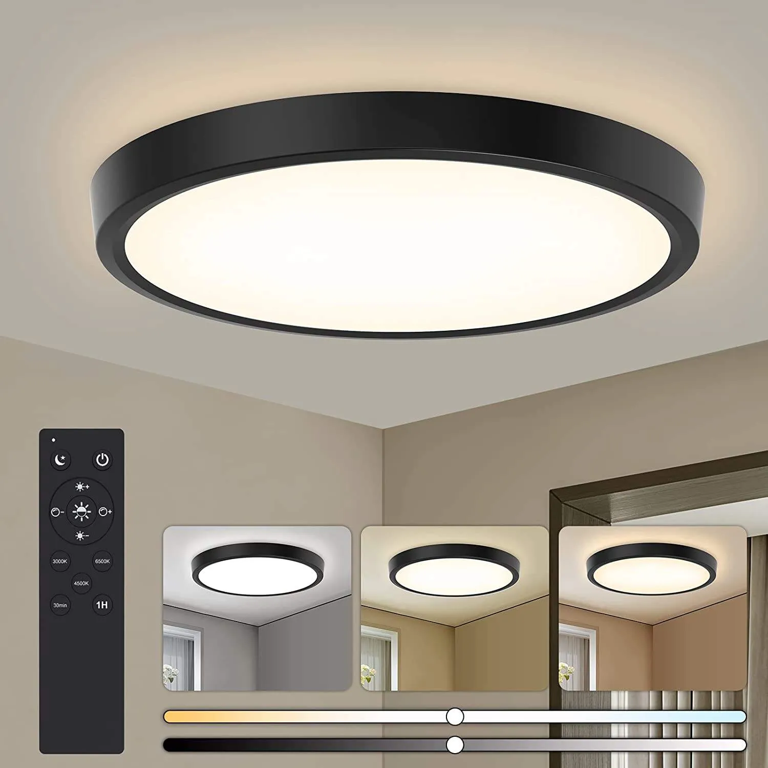 🔥⏳ Compre 1 y llévese 1 gratis Lámparas para Recámara 30cm 24W 3000K/4000K/6500K Lámpara de Techo LED para Baño. Redonda Plafon Modernas para Cocina/Pasillo/Armario/Baño/Sala Temperatura de Color Brillo Ajustable