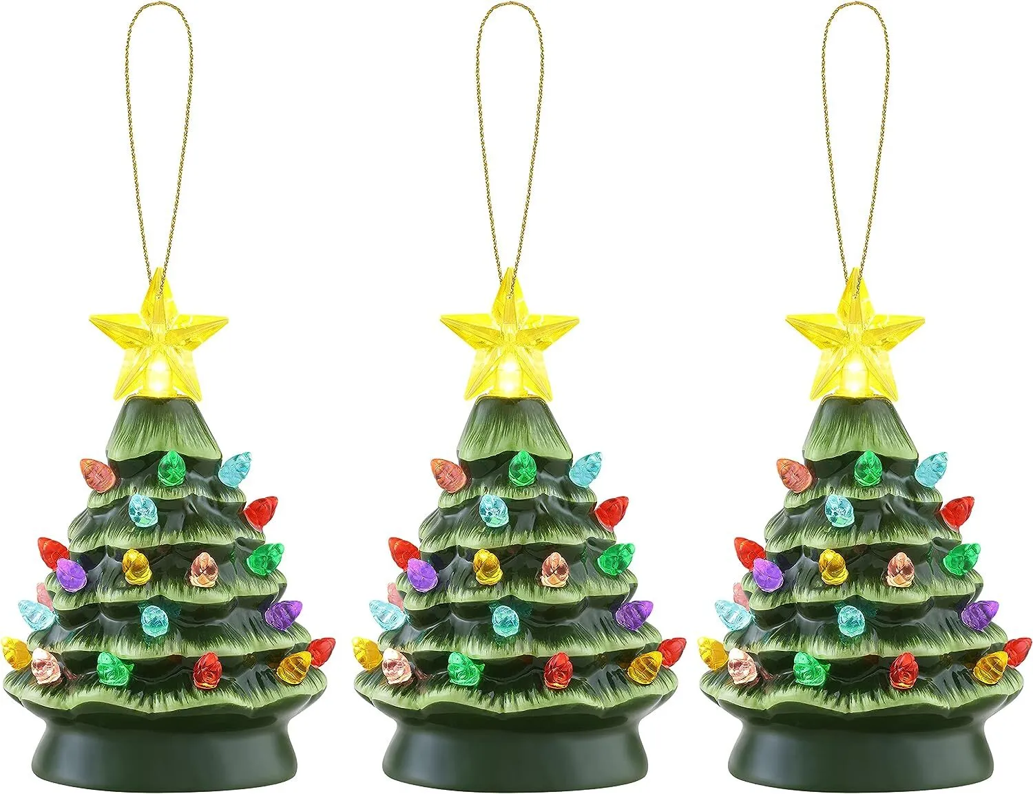 Mr. Christmas Nostalgic Ceramic Christmas Tree with LED, 14 Inches, Santa & Reindeer