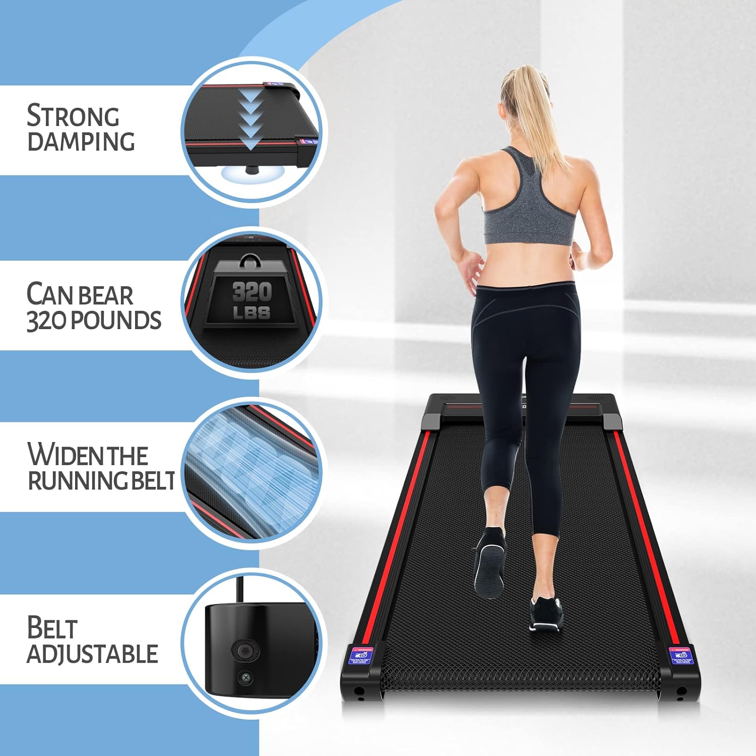 Walking Pad,Under Desk Treadmills for Home,340 Lbs Capacity,3 in 1 Portable Walking Pad