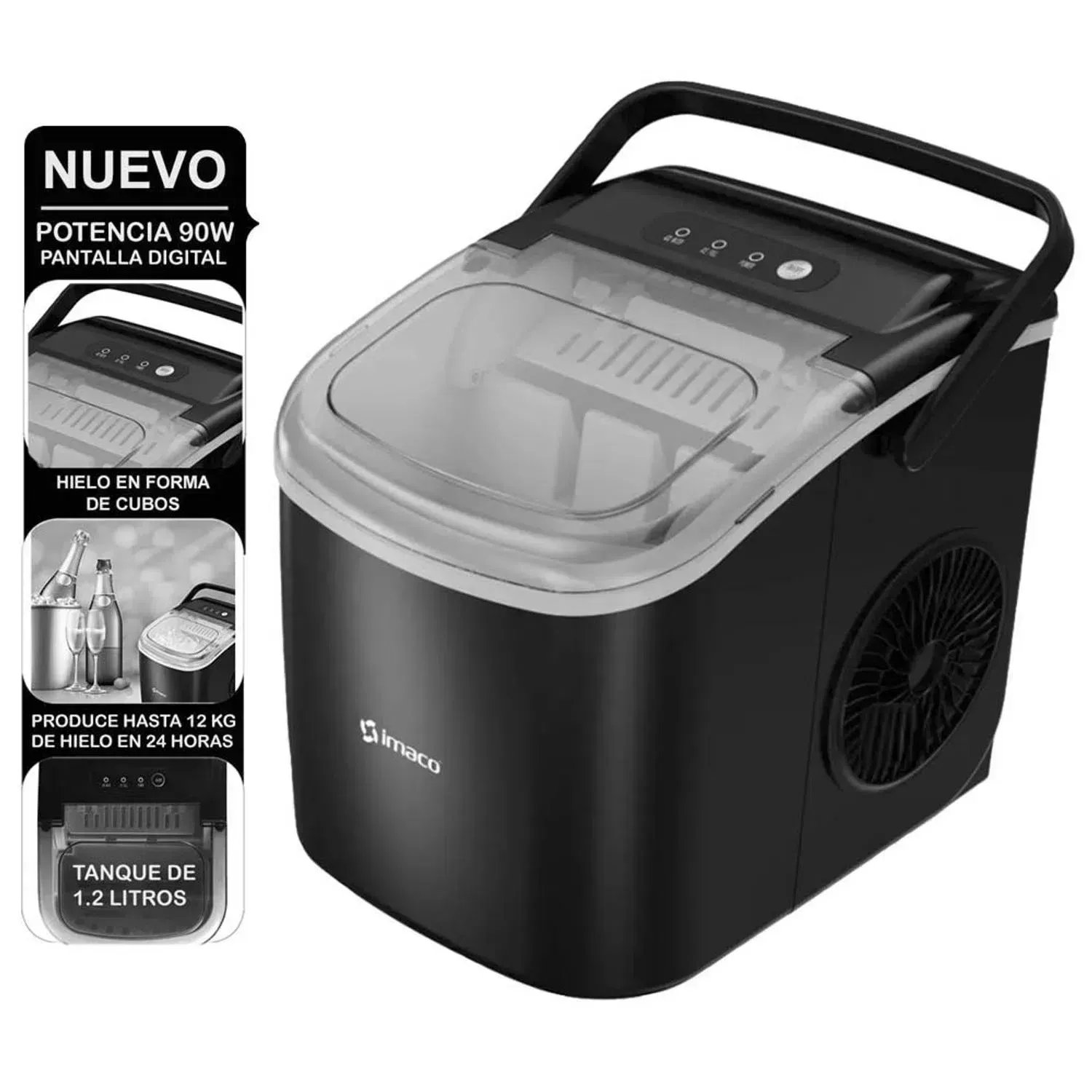 Maquina hacer Hielo Imaco IMK1209 90W Negro - Maquina hacer Hielo Imaco IMK1209 90W Negro