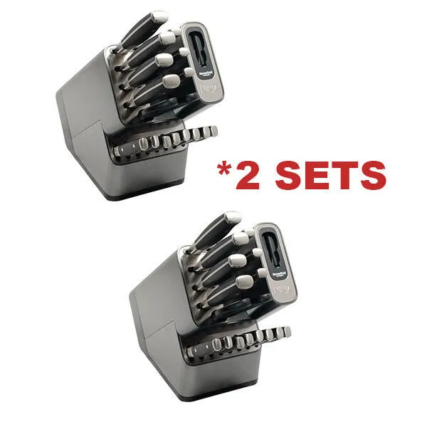 Juego de bloques de cuchillos premium de 14 piezas. acero inoxidable/negro